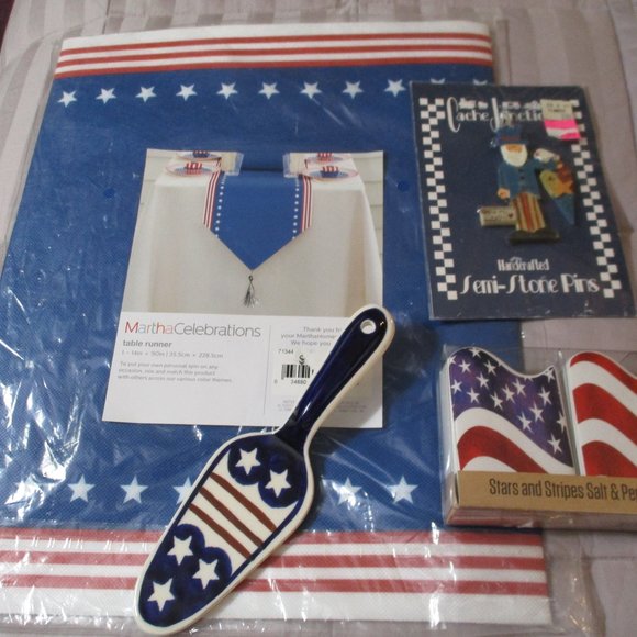 Lot of 4th of July Memorial Day Party Supplies Table Runner Salt & Pepper Polish - Picture 1 of 4